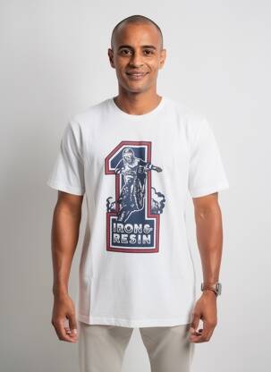 Tricou croială dreaptă mâneci scurte alb 999 bărbat
