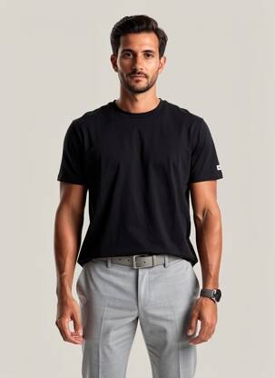 Tricou croială dreaptă mâneci scurte negru DAYTONA bărbat