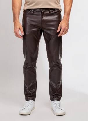 Pantalon slim închidere cu fermoar sub clapetă cu nasturi mărime normală maro DAYTONA bărbat