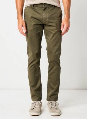 Pantalon chino țesătură poplin talie joasă verde DAYTONA bărbat