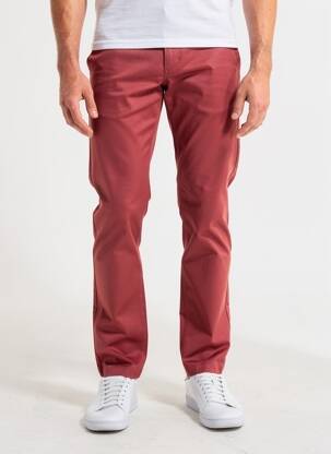 Pantalon chino țesătură poplin talie joasă roșu DAYTONA bărbat