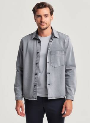 Jachete casual închidere cu nasturi pe față gri I8 DENIM bărbat