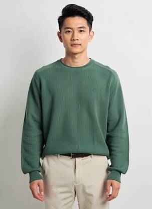 Pulover țesătură moale și aerisită mâneci lungi verde STREET ONE bărbat