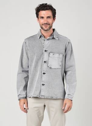 Cămașă cu mâneci lungi buzunare gri I8 DENIM bărbat