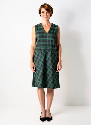 Rochie midi imprimeu fantezie fără mâneci verde MADEMOISELLE YEYE femeie