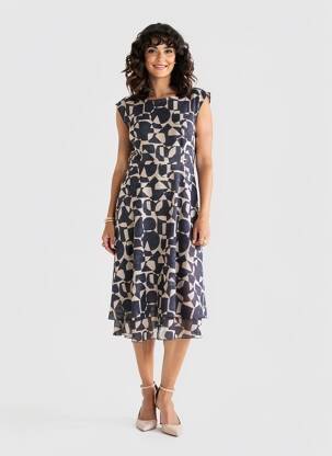 Rochie midi croială fluidă mâneci scurte albastru BETTY & CO femeie