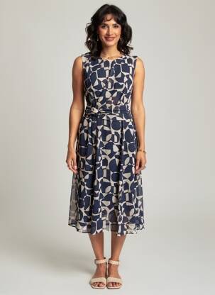 Rochie midi croială fluidă fără mâneci albastru BETTY & CO femeie