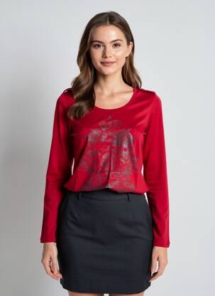 Top mâneci lungi mâneci lungi roșu KALAÏS femeie