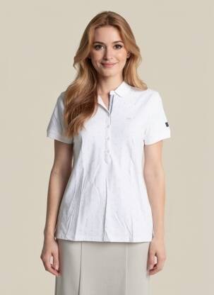 Polo elasticitate mâneci scurte alb TBS femeie