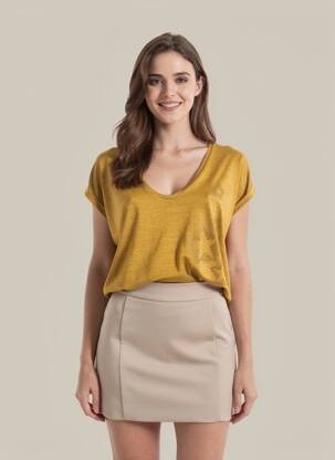 Tricou croială dreaptă mâneci scurte galben LPB LES PETITES BOMBES  femeie