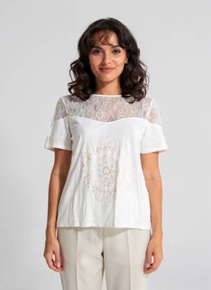 Top elasticitate mâneci scurte bej DESIGUAL femeie