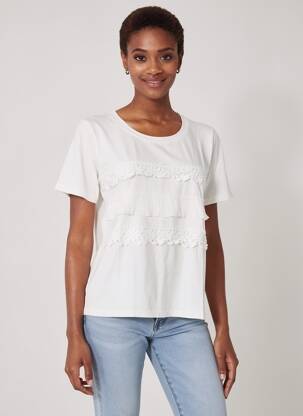 Tricou croială dreaptă mâneci scurte alb MOLLY BRACKEN femeie