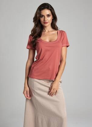 Tricou elasticitate mâneci scurte portocalie GRACE & MILA femeie