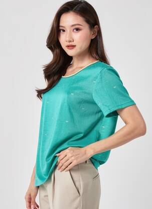 Tricou serigrafie mâneci scurte verde GRACE & MILA femeie
