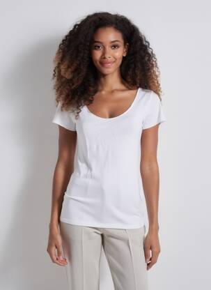 Tricou elasticitate mâneci scurte alb PEPE JEANS femeie