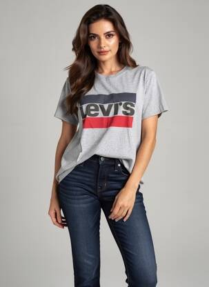 Tricou serigrafie mâneci scurte gri LEVI'S femeie