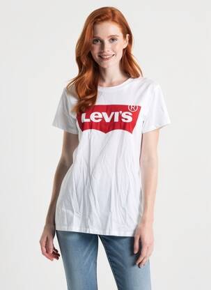 Tricou serigrafie flockată mâneci scurte alb LEVI'S femeie