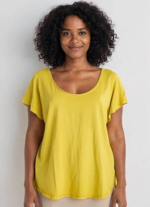 Tricou elasticitate mâneci scurte galben DESIGUAL femeie