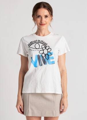 Tricou serigrafie mâneci scurte alb DESIGUAL femeie