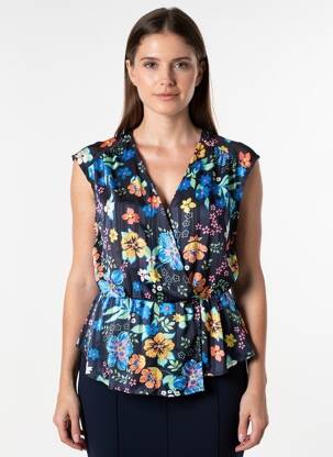 Bluză ușoară și transparentă mâneci scurte albastru PEPE JEANS femeie