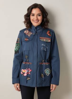 Jachete casual croială dreaptă albastru DESIGUAL femeie