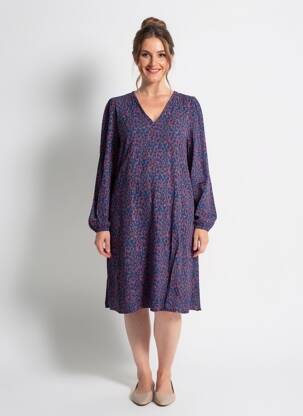 Rochie midi imprimeu fantezie mâneci lungi albastru ESPRIT DE LA MER femeie