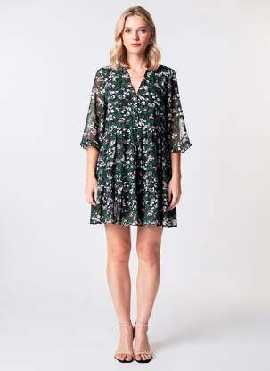 Rochie scurtă mâneci 3/4 mâneci 3/4 verde GRACE & MILA femeie