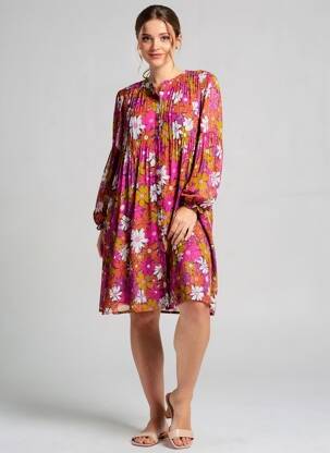 Rochie midi imprimeu floral mâneci lungi violet LA PETITE ETOILE femeie
