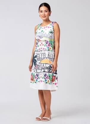 Rochie midi fără mâneci fără mâneci alb DESIGUAL femeie