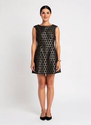 Rochie scurtă închidere cu fermoar la spate mâneci scurte negru MOLLY BRACKEN femeie