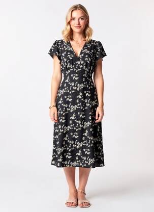 Rochie midi imprimeu fantezie mâneci scurte negru LEVI'S femeie