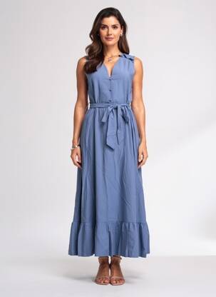 Rochie lungă fără mâneci fără mâneci albastru MOLLY BRACKEN femeie
