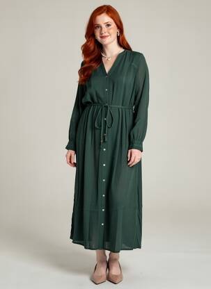 Rochie lungă mâneci lungi mâneci lungi verde LA PETITE ETOILE femeie