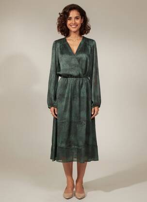 Rochie midi imprimeu fantezie mâneci lungi verde LPB LES PETITES BOMBES  femeie