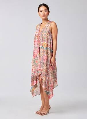 Rochie midi croială fluidă fără mâneci roz LPB LES PETITES BOMBES  femeie