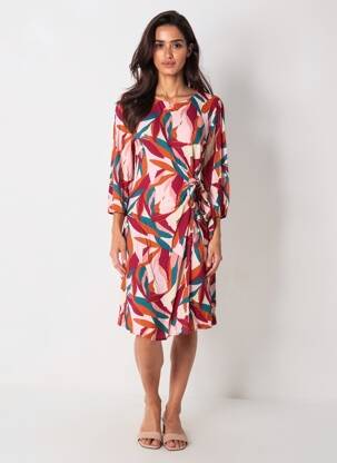 Rochie midi mâneci 3/4 mâneci 3/4 roz GRACE & MILA femeie