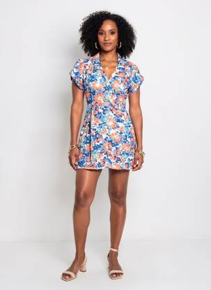 Rochie scurtă mâneci scurte mâneci scurte albastru MOLLY BRACKEN femeie
