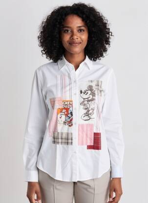 Cămașă croială cambrată mâneci lungi alb DESIGUAL femeie