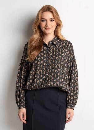 Cămașă țesătură crep mâneci lungi negru MOLLY BRACKEN femeie