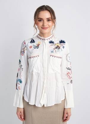Cămașă guler mao mâneci lungi alb DESIGUAL femeie