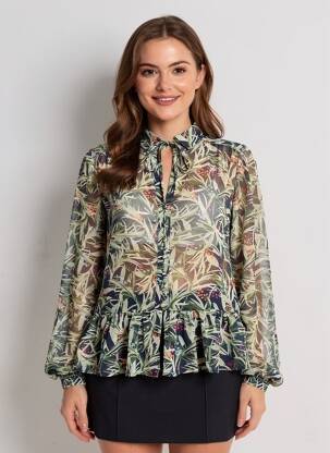Cămașă țesătură crep mâneci lungi albastru GRACE & MILA femeie