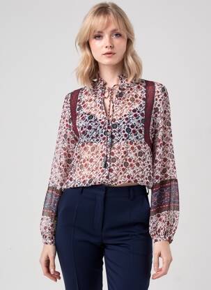 Cămașă imprimeu floral mâneci lungi roșu PEPE JEANS femeie