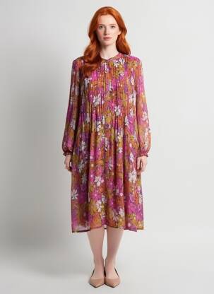 Rochie midi croială fluidă mâneci lungi violet LA PETITE ETOILE femeie