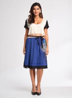 Rochie midi mâneci scurte mâneci scurte albastru DESIGUAL femeie