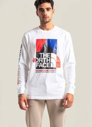 Tricou croială cambrată mâneci lungi alb THE NORTH FACE bărbat