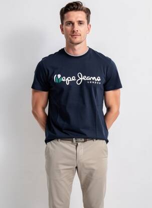 Tricou croială cambrată mâneci scurte albastru PEPE JEANS bărbat