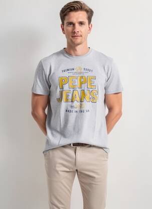 Tricou croială dreaptă mâneci scurte gri PEPE JEANS bărbat