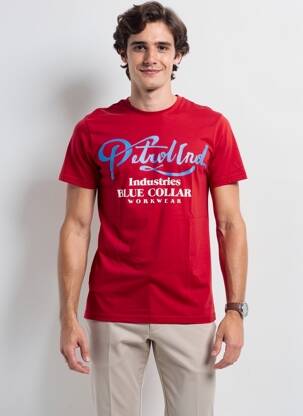 Tricou croială cambrată mâneci scurte roșu PETROL INDUSTRIES bărbat