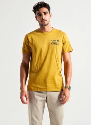 Tricou croială cambrată mâneci scurte galben PETROL INDUSTRIES bărbat