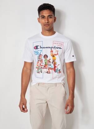 Tricou croială cambrată mâneci scurte alb CHAMPION bărbat